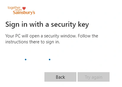 Sign in by choosing the option security key