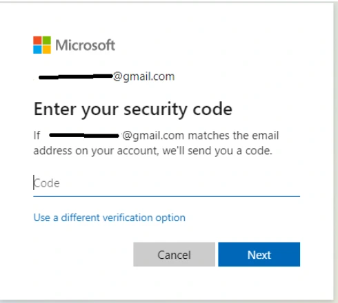 Enter the Security code