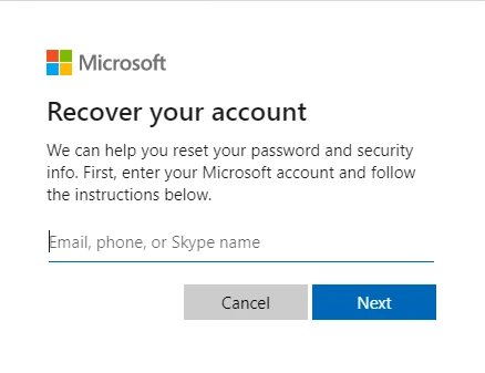 Recover the password by providing Email, Phone or Skype name