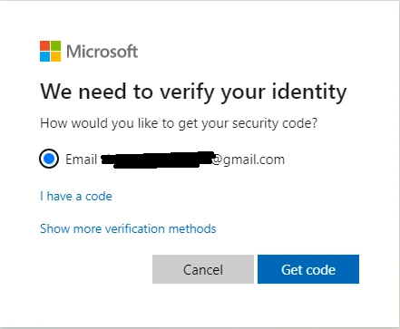 The code is sent to your email