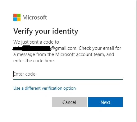 Enter the Code sent to your email